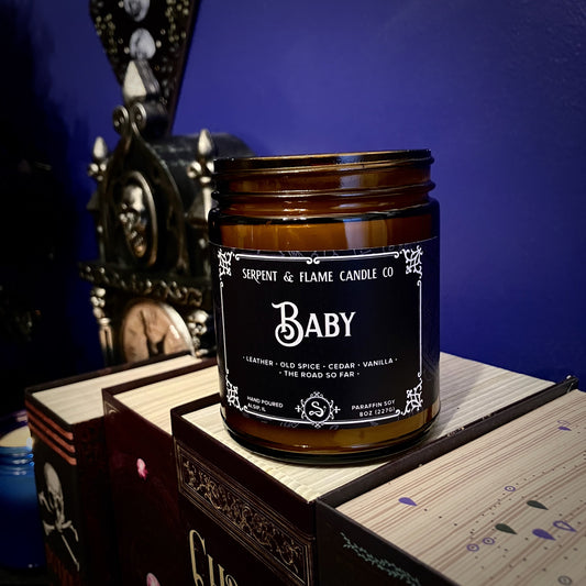 Baby Candle, Leather Cedar Old Spice